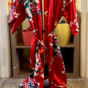 Floral Red Kimono Robe